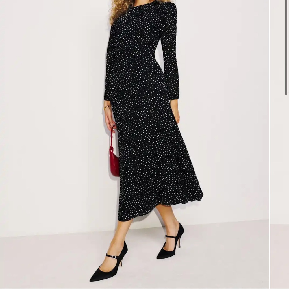 Reformation Black Polka Dot Dress